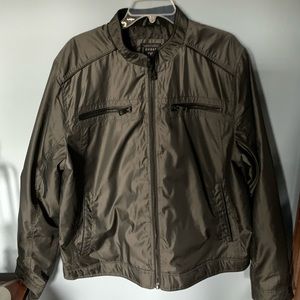 Guess men’s nylon bomber jacket.